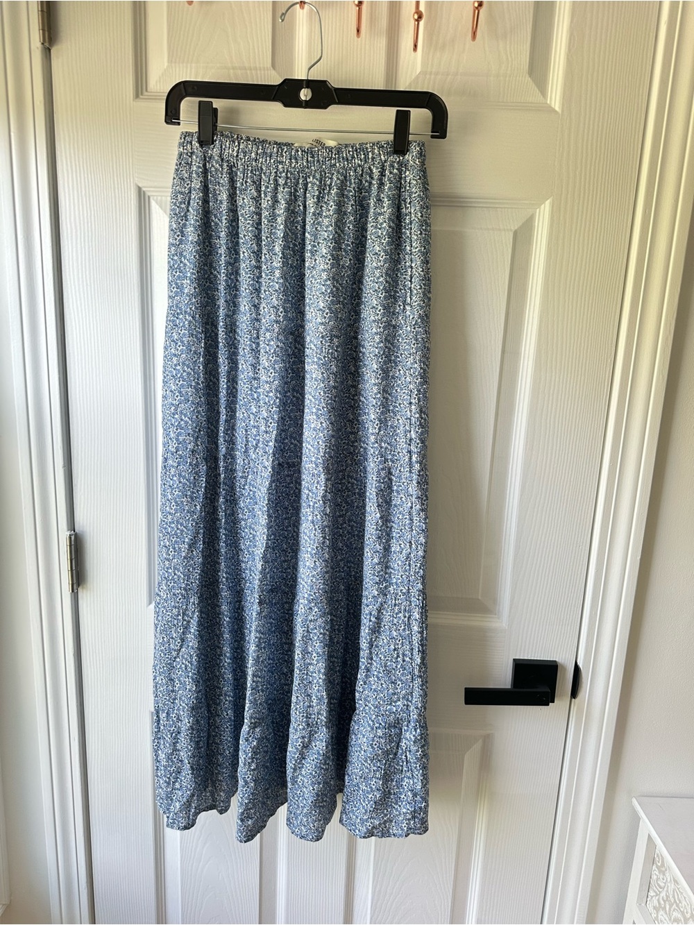 Hollister Light Blue Floral Tiered Maxi Skirt - Women's Lightweight Skirt